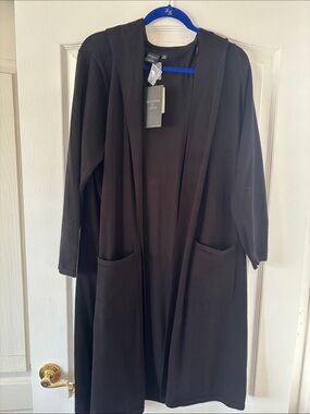 NWT Devotion by Cyrus Black Hooded Open-Front Long Cardigan SZ 2X